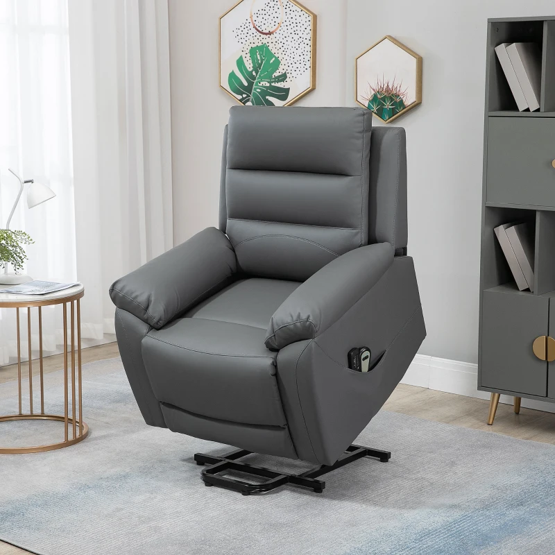 HOMCOM Electric Power Lift Chair for Elderly with Massage, Oversized Living Room Recliner with Remote Control, and Side Pockets, Grey