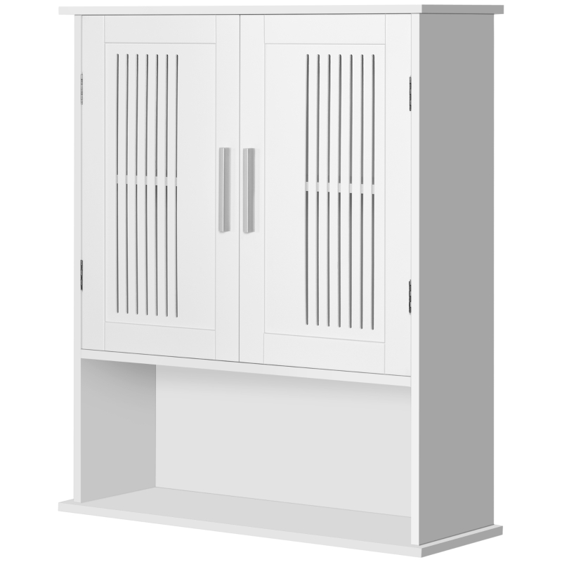 kleankin Modern Wall Mount Bathroom Cabinet, Storage Organizer with 2 Door Cabinet and Shelf, White