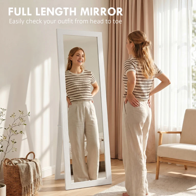 HOMCOM 15" x 62" Full Length Mirror for Bedroom, Free Standing Dressing Mirror, Wall Mirror for Living Room, White