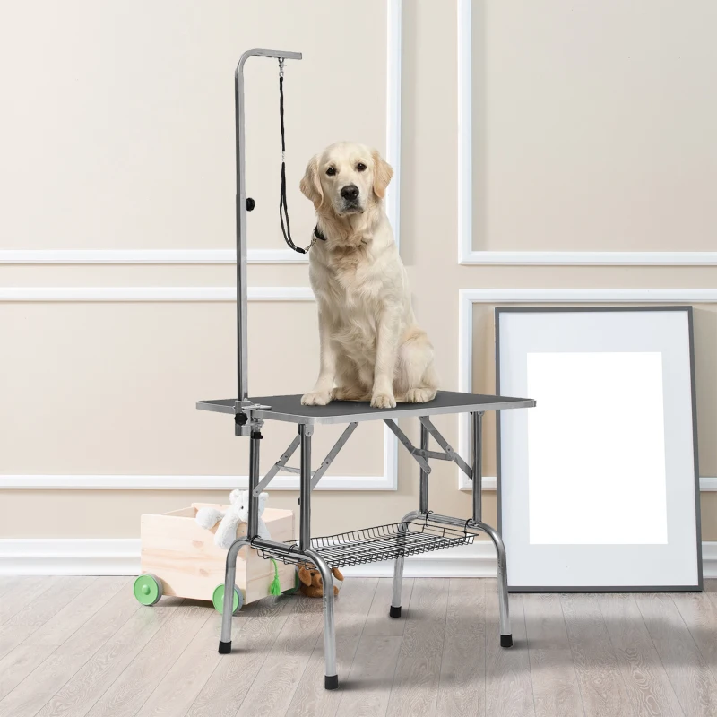 PawHut 36-inch Dog Grooming Table Stainless Steel QUALITY GUARANTEED with Adjustable Arm and Basket