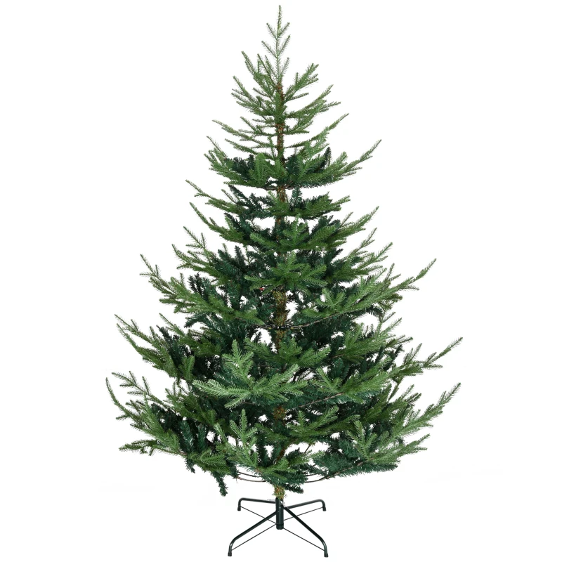 HOMCOM 6 Foot Artificial Christmas Tree, Nordic Pine Hinged Xmas Tree with 795 Realistic Branches, Wide Steel Base, Auto Open, Green