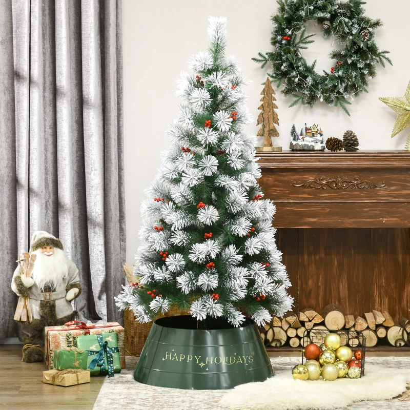 HOMCOM Christmas Tree Collar, Steel Tree Ring Skirt, Home Xmas Decoration for Christmas Tree, 26" x 26" x 11", Green