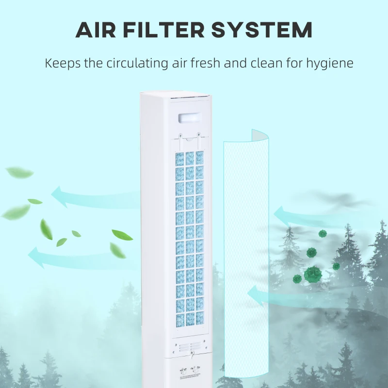 HOMCOM 42" 3-In-1 Air Cooler, 52° Oscillating Portable Swamp Cooler with Humidifier, 3 Modes, 3 Speeds, 12H Time, White
