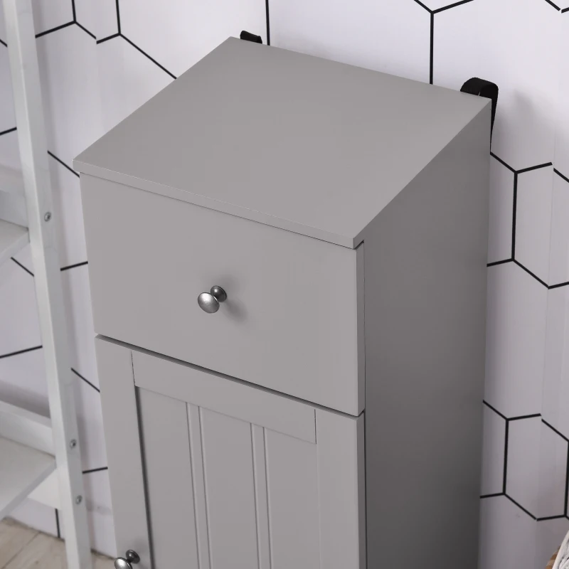 kleankin Short Bathroom Storage Cabinet, Cabinet Organizer with 1 Drawer and Adjustable Shelf for Living Room, Gray