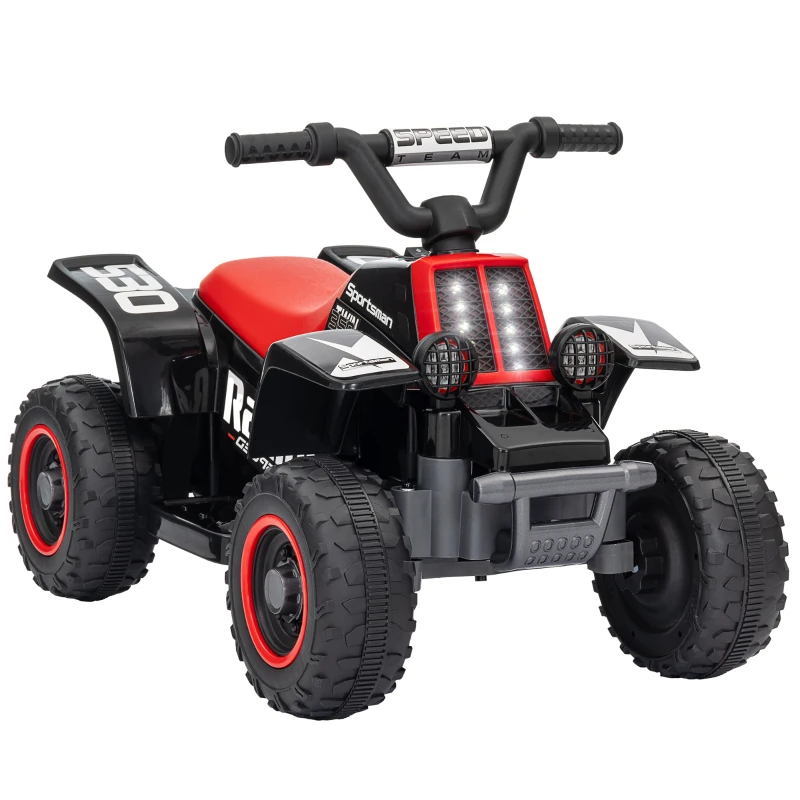 Qaba 6V Kids ATV Quad, 4 Wheeler Battery Powered Electric Ride on Car w/ Lights, Forward Backward, Black