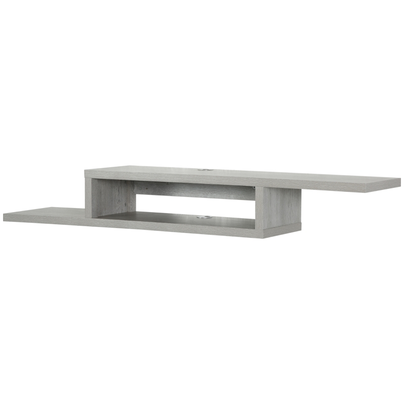 HOMCOM Wall Mounted Media Console, Floating TV Stand, Entertainment Center Unit, Grey