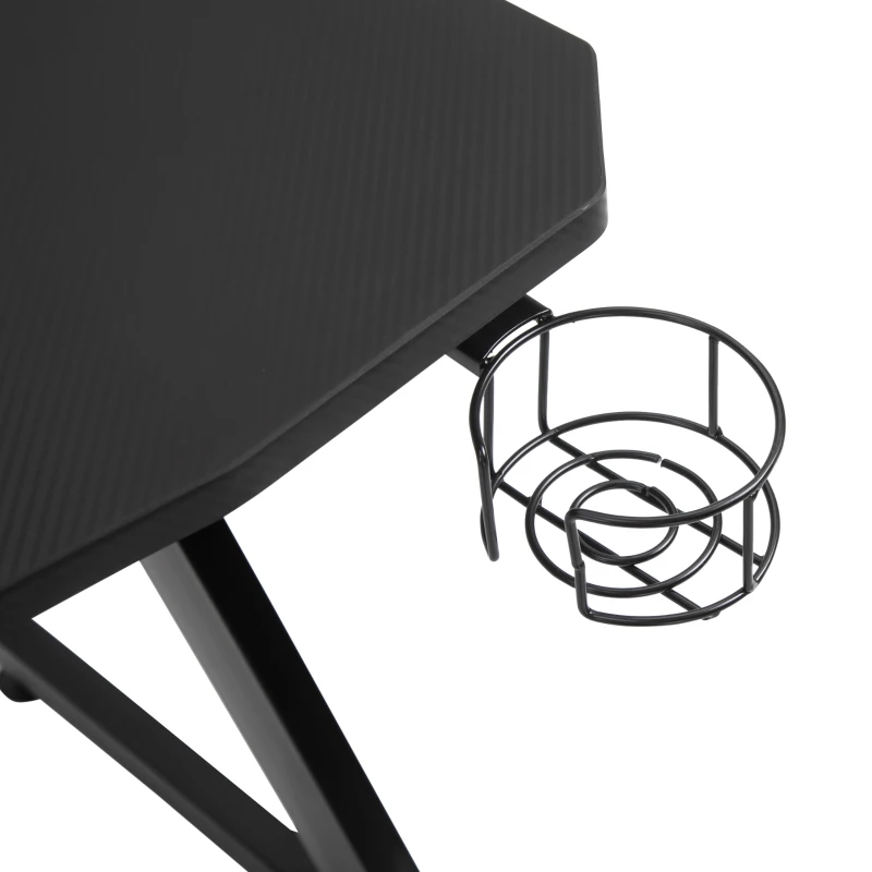 HOMCOM 47.25" Gaming Desk Computer Home Office Gamer Table Workstation Metal Frame with Cup Holder, Headphone Hook, Cable Management, Black