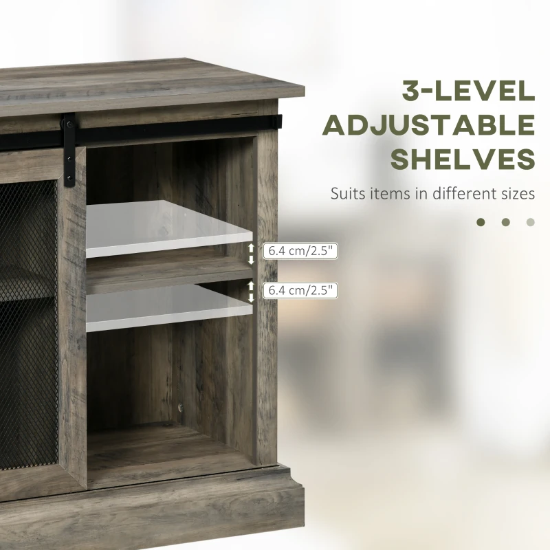 HOMCOM Farmhouse Buffet Cabinet Kitchen Sideboard with Sliding Barn Door and Adjustable Shelves for Living Room Natural