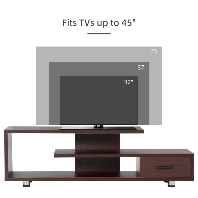 HOMCOM Modern TV Stand for TVs up to 45", TV Cabinet with Storage Shelf and Drawer, Entertainment Center for Living Room Bedroom, Walnut
