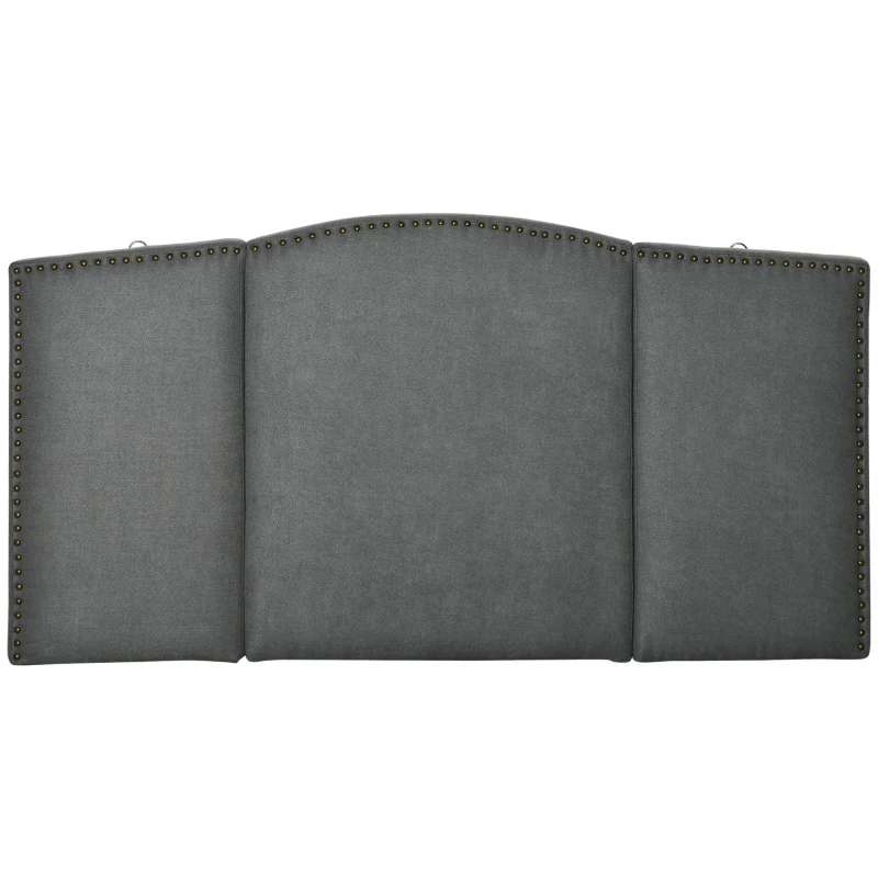 HOMCOM Upholstered Nailhead Trim Headboard, Home Bedroom Decoration for Full and Queen-Sized Beds, Grey