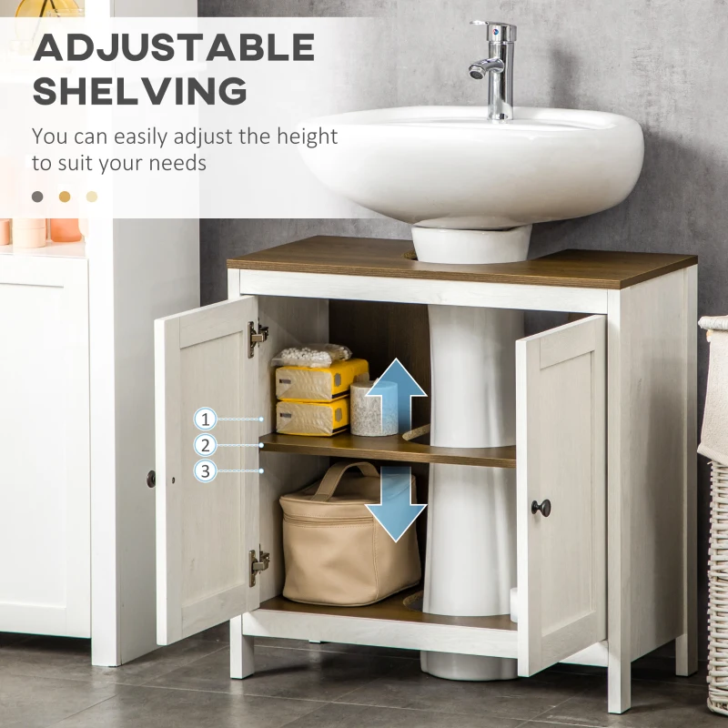 kleankin Bathroom Sink Cabinet, Freestanding Under Sink Cabinet Adjustable Shelf