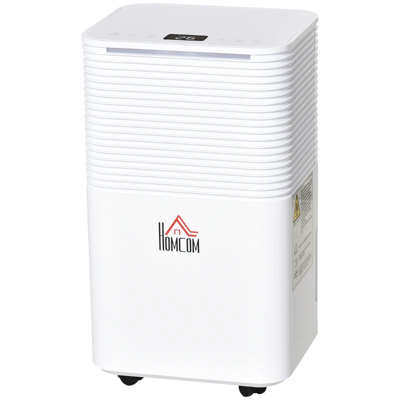 HOMCOM 1500 sq.Ft Portable Quiet Dehumidifier for Home Laundry Room Bedroom Basement, 25pt Electric Moisture Air De-Humidifier with 3 Modes