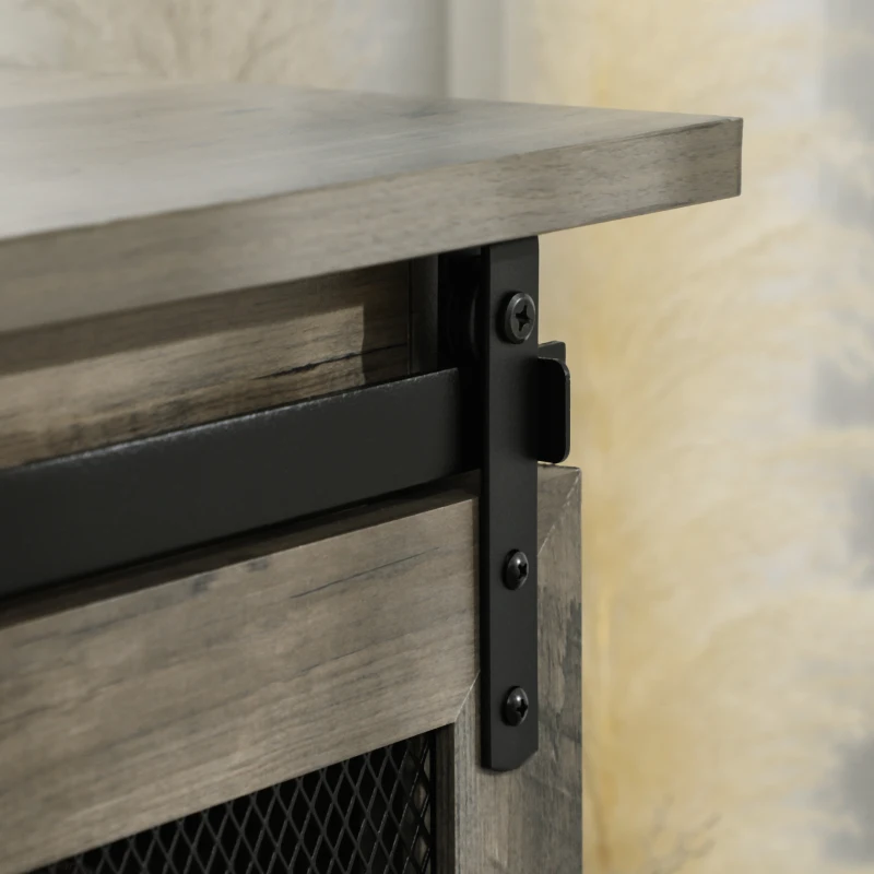 HOMCOM Farmhouse Buffet Cabinet Kitchen Sideboard with Sliding Barn Door and Adjustable Shelves for Living Room Natural