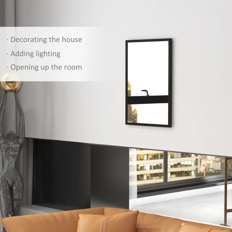 HOMCOM 22" x 30" Bathroom Mirror for Wall, Rectangular Mirror for Living Room, Bedroom, Entryway, Black