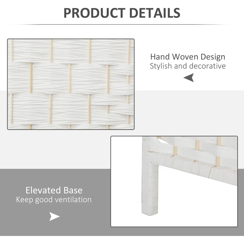 HOMCOM 6ft Folding Room Divider, 4 Panel Wall Partition with Wooden Frame for Bedroom, Home Office, White