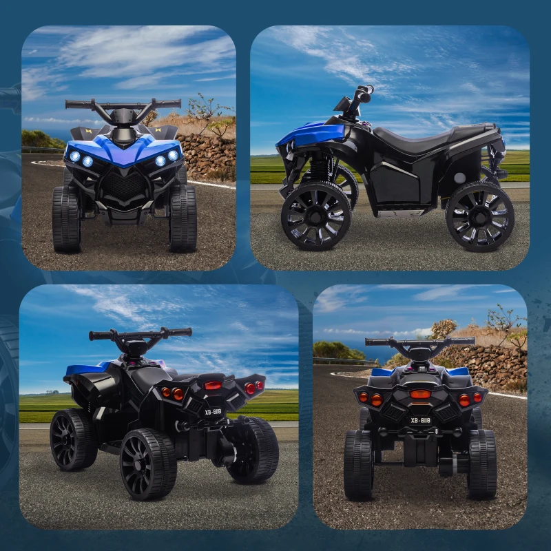 Qaba 6V Kids ATV, 4 Wheeler Electric Ride on Car with Music and LED Headlights, for Ages 18-56 Months Boys and Girls, Blue