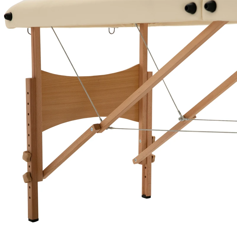 HOMCOM Height Adjustable Professional Salon Spa Facial Couch Bed, Portable Folding Massage Table, Beige