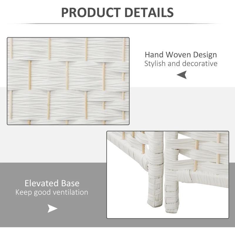 HOMCOM 6ft Folding Room Divider, 6 Panel Wall Partition with Wooden Frame for Bedroom, Home Office, White