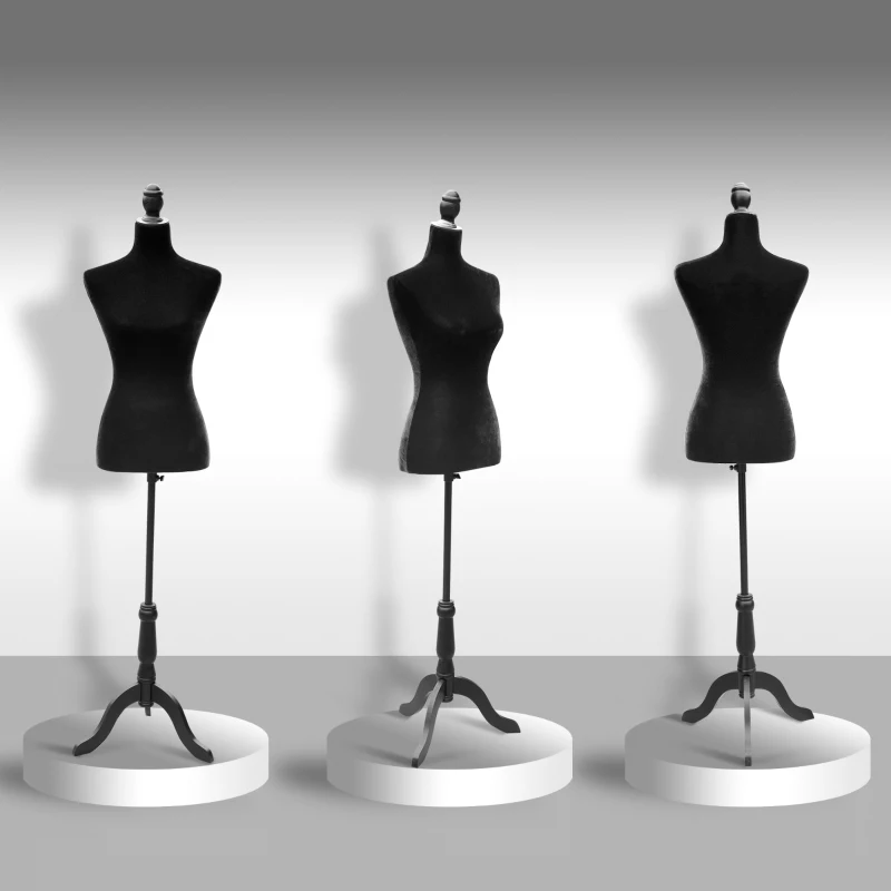 HOMCOM Female Fashion Mannequin Dress Form Torso Dressmaker Stand Clothing Display w/ Base (Black)