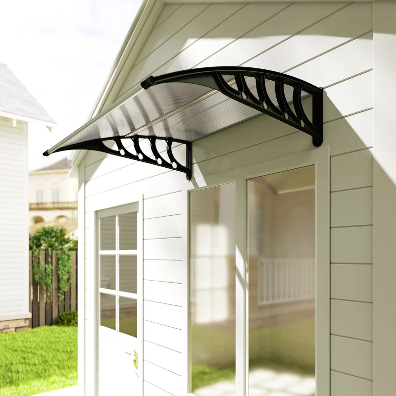 Outsunny Awning Door Canopy, 40.6" x 38" Polycarbonate Front Door Outdoor Patio Cover with Hollow Sheet for UV Protection, Clear
