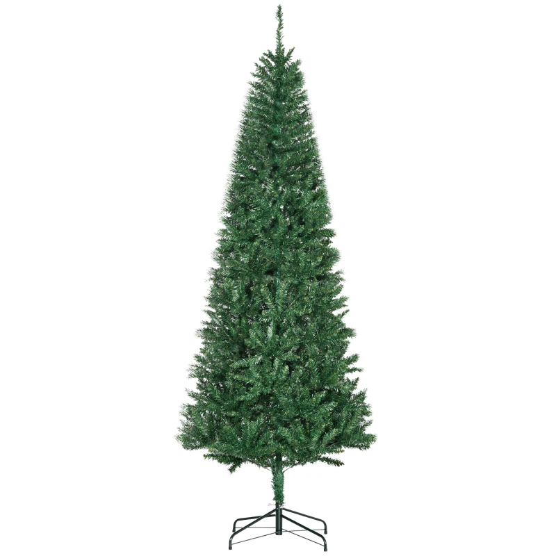 HOMCOM 6.9ft Artificial Christmas Tree w/ Metal Stand Spruce Branch Tips Green