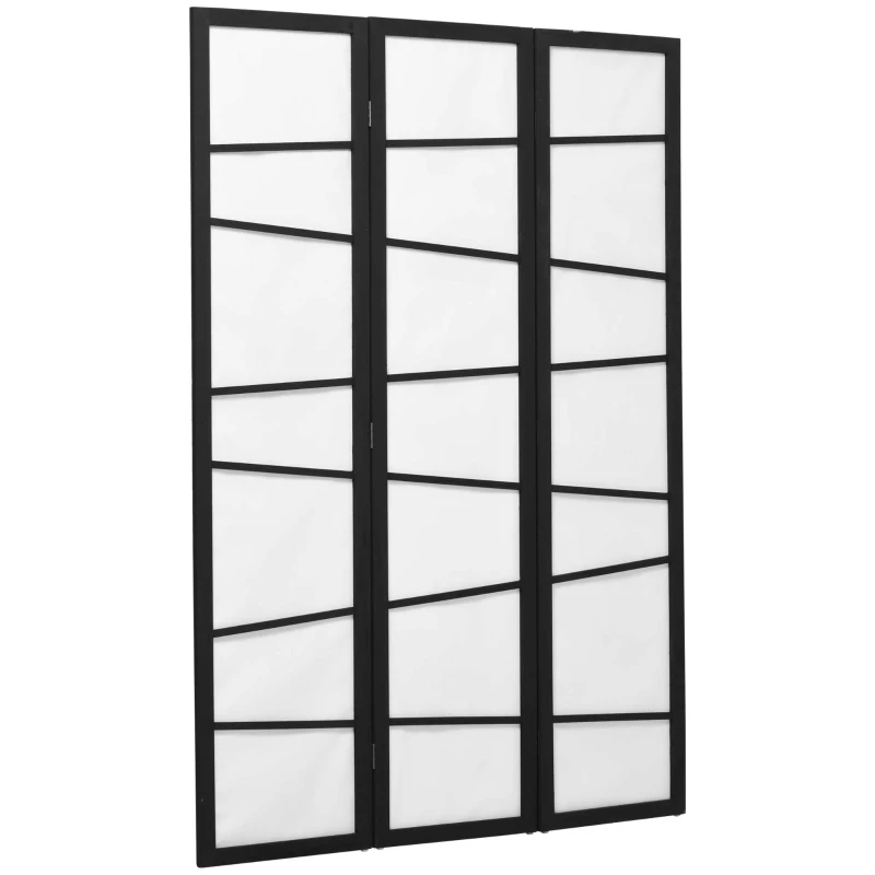 HOMCOM 5.6ft Folding Room Divider, 3 Panel Wall Partition with Wood Frame for Bedroom, Home Office, White