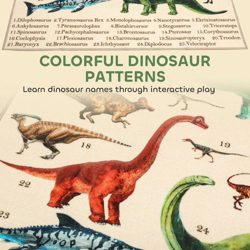 Qaba Large Play Mat 79" x 59", Crawling Mat for Toddlers, Living Room and Bedroom with Dinosaur Pattern