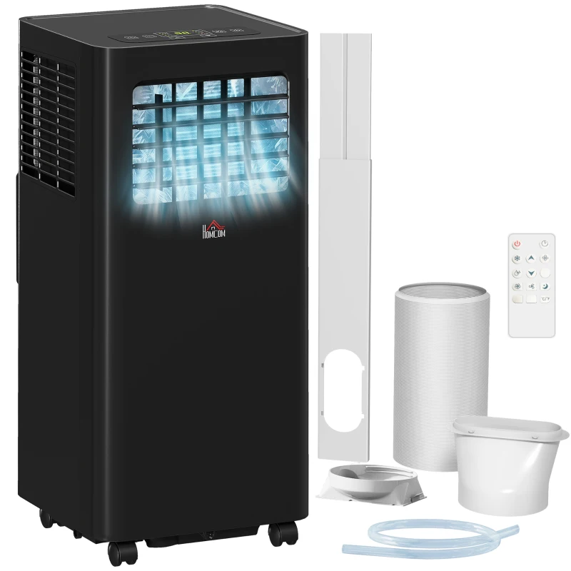 HOMCOM 8000 BTU Mobile Air Conditioner, 345 Sq. Ft., AC Unit with Dehumidifier, Sleep, 24H Timer On/Off, Window Kit, Black