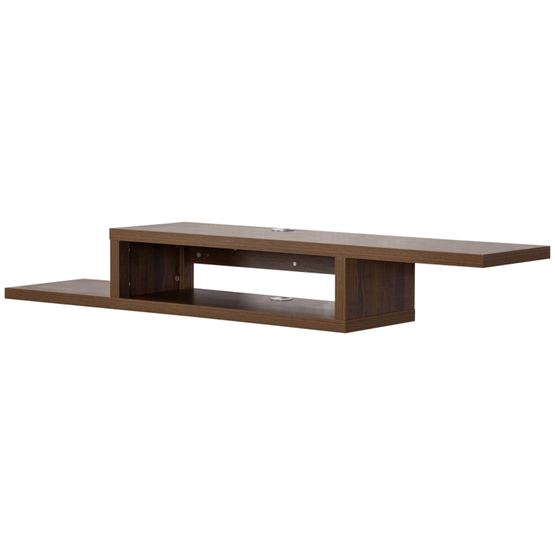 HOMCOM Wall Mounted Media Console, Floating Stand Component Shelf, Entertainment Center Unit, Walnut
