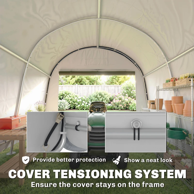 Outsunny 10' x 10' Outdoor Storage Tent, Heavy Duty and Waterproof Portable Shed for Bike, Motorcycle & Garden Tools, Light Grey