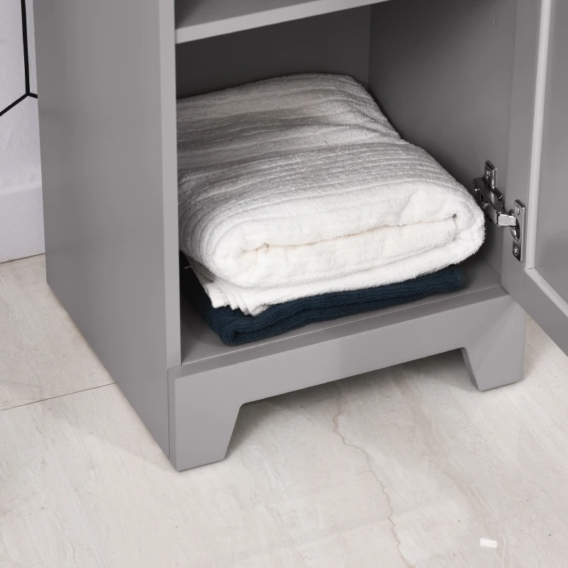 kleankin Short Bathroom Storage Cabinet, Cabinet Organizer with 1 Drawer and Adjustable Shelf for Living Room, Gray
