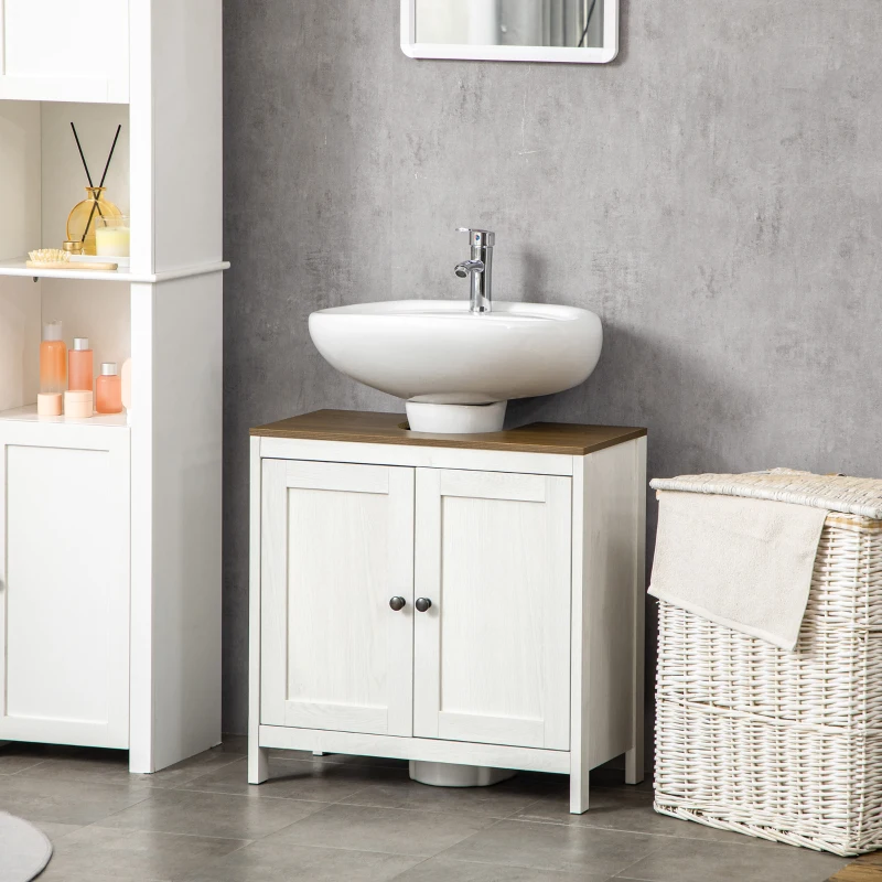 kleankin Bathroom Sink Cabinet, Freestanding Under Sink Cabinet Adjustable Shelf