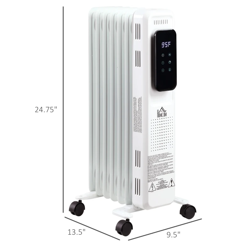 HOMCOM 24.75" Electric Space Heater, Freestanding 161 Sq. Ft. Heater with 3 Modes, Timer, and Remote, 1500 W, White