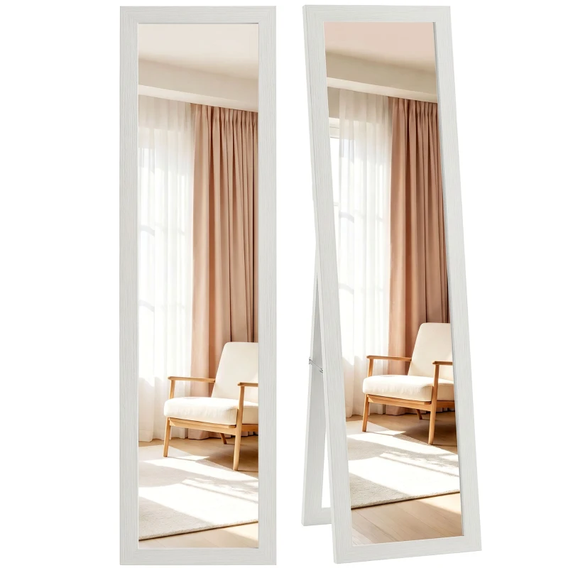 HOMCOM 15" x 62" Full Length Mirror for Bedroom, Free Standing Dressing Mirror, Wall Mirror for Living Room, White