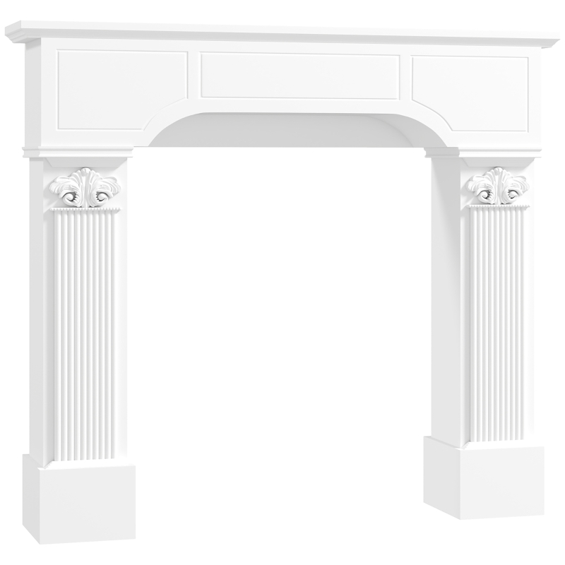 HOMCOM Baroque Fireplace Mantle, Freestanding Fireplace Surround for Electric Fireplaces, 43.3" W x 42.8" H, White