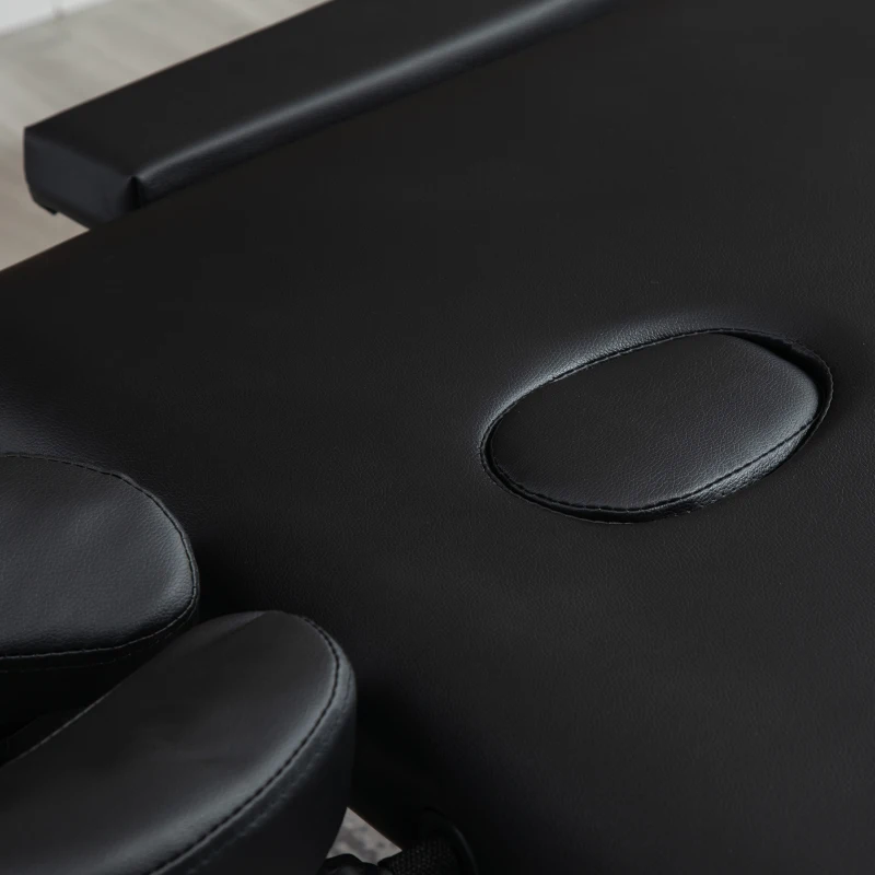 HOMCOM 83" 2 Section Foldable Massage Table Professional Salon SPA Facial Couch Tatoo Bed with Carry Bag Black