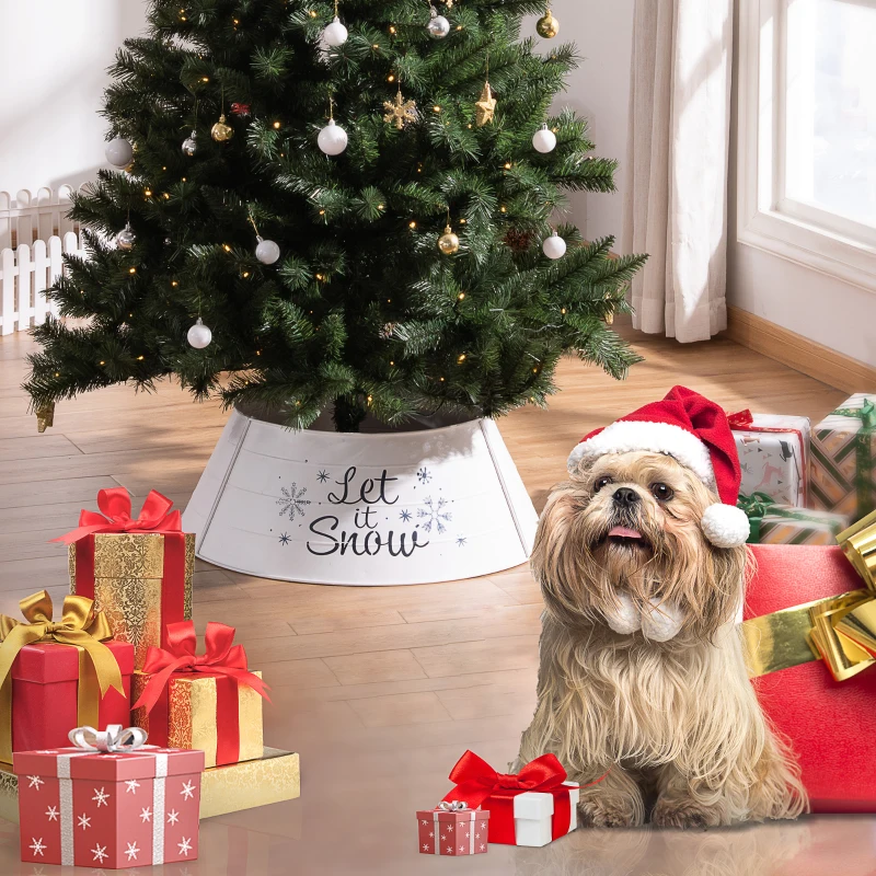 HOMCOM Christmas Tree Collar, Steel Tree Ring Skirt, Home Xmas Decoration for Christmas Tree, 26" x 26" x 9", White