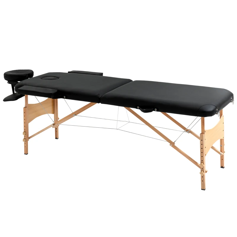 HOMCOM Height Adjustable Professional Salon Spa Facial Couch Bed, Portable Folding Massage Table, Black
