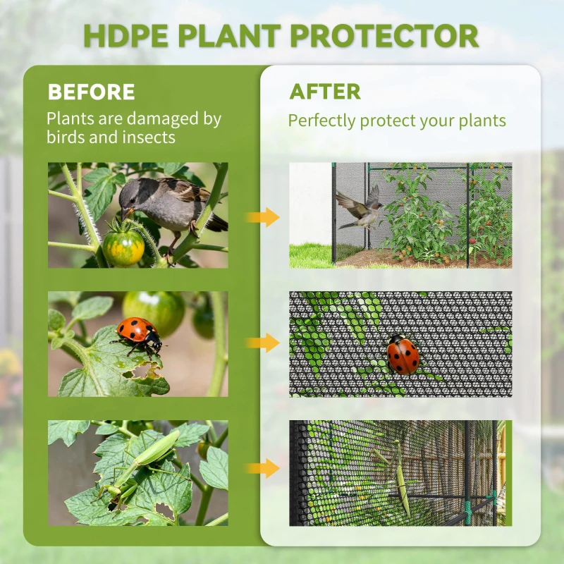 Outsunny Crop Cage, Plant Protection Tent with Zippered Door, Plant Protector from Animals for Vegetables Flowers Fruits, Black