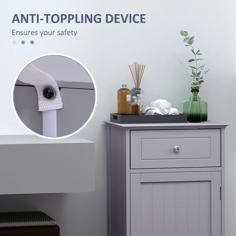 kleankin Bathroom Cabinet with Drawer and Shelf, Toilet Vanity Cabinet for Toilet Paper, Towels or Shampoo, Grey