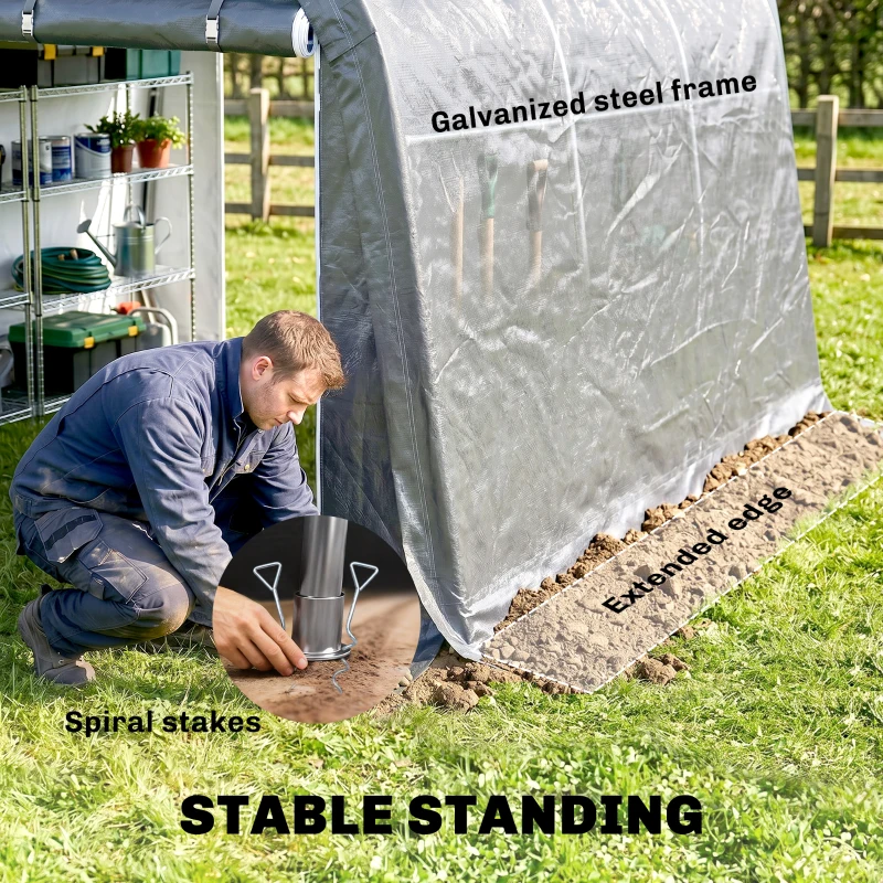 Outsunny 10' x 10' Outdoor Storage Tent, Heavy Duty and Waterproof Portable Shed for Bike, Motorcycle & Garden Tools, Light Grey