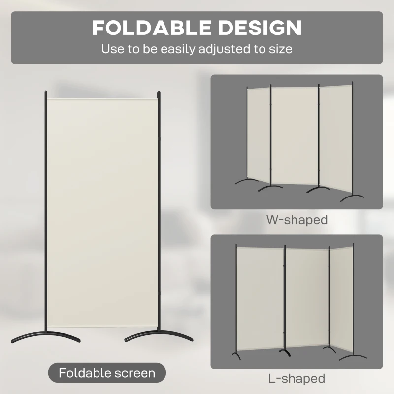 HOMCOM 6' 3 Panel Room Divider, Indoor Privacy Screen for Home, Light Gray
