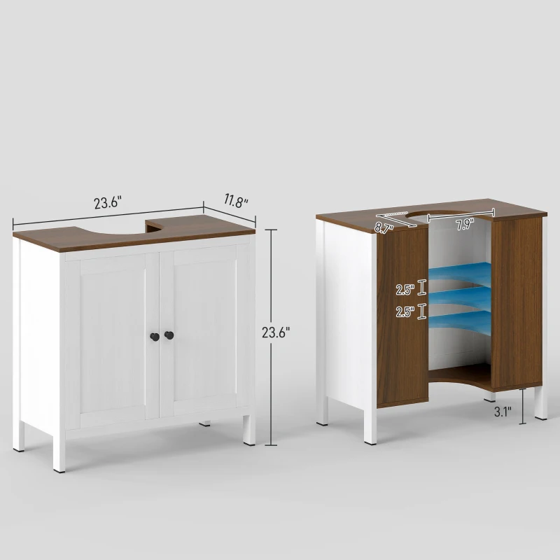 kleankin Bathroom Sink Cabinet, Freestanding Under Sink Cabinet Adjustable Shelf