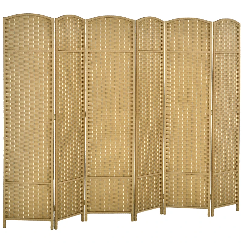 HOMCOM Folding Room Divider Screen 6 Panel 5.6 ' Tall Privacy Screen Freestanding Room Partition for Home Office, Nature Wood