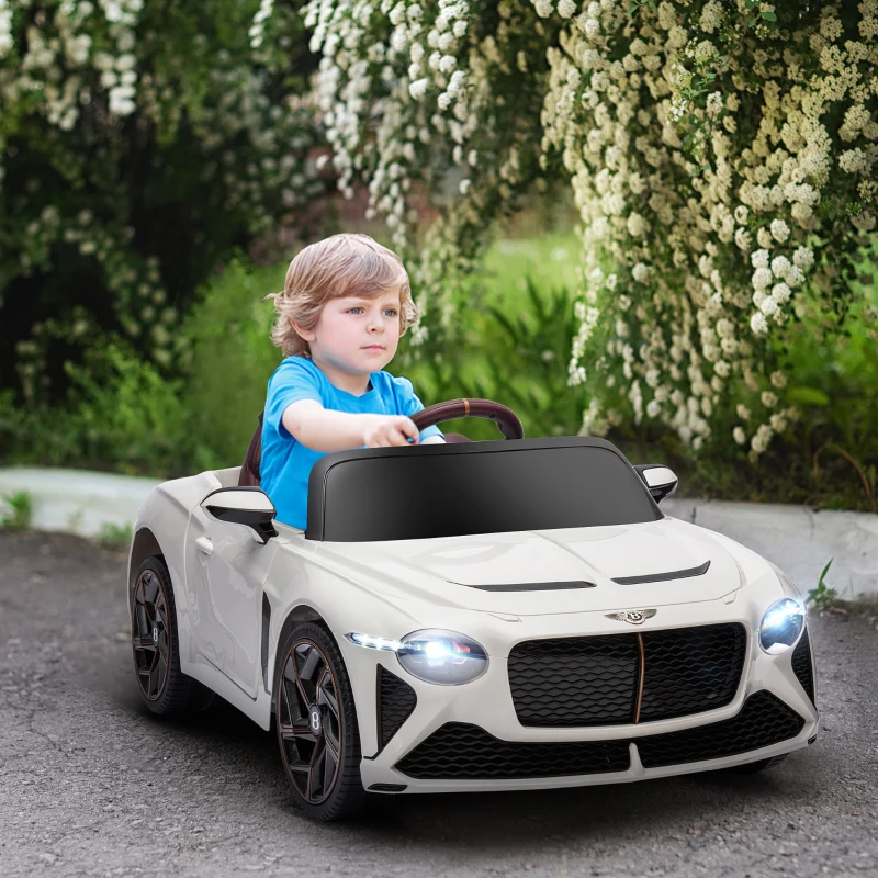 Aosom Bentley Bacalar Licensed Kids Ride on Car w/ Butterfly Doors, White