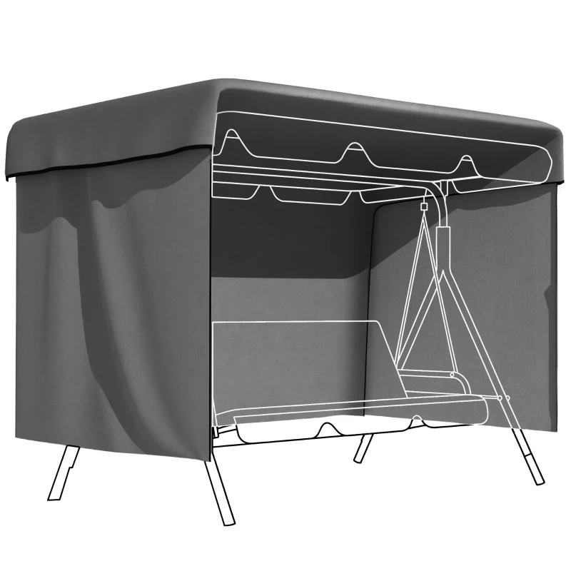 Outsunny 3-Seater Patio Swing Cover, Outdoor Garden Furniture Protection Hammock Glider Cover, Waterproof Dustproof Windproof, 85" x 61" x 59", Dark Grey