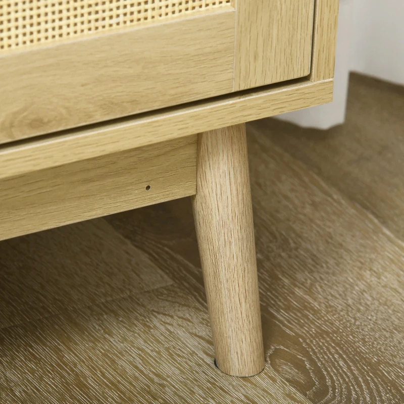 HOMCOM Boho Sideboard Buffet Cabinet with Rattan Doors, Natural