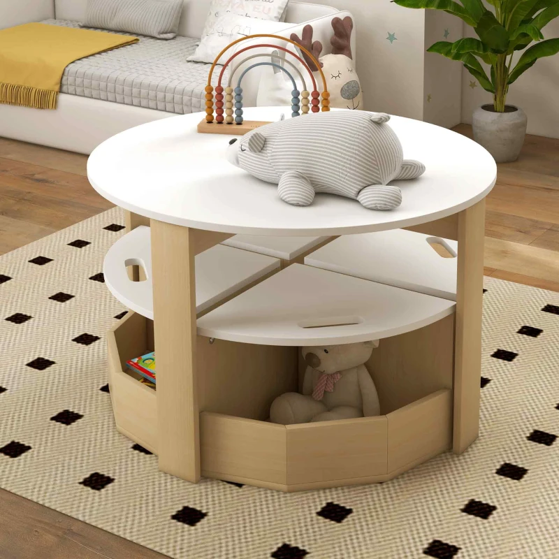 Qaba 5 Piece Kids Table and Chairs Set with Storage for Art, Craft, Drawing, Playroom, Classroom, Nursery, White