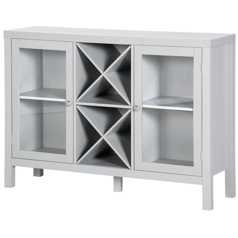 HOMCOM Sideboard Buffet Cabinet with Removable Wine Rack, Tempered Glass Door and Adjustable Shelves, Coffee Bar Cabinet for Living Room, Kitchen, Entryway, Gray