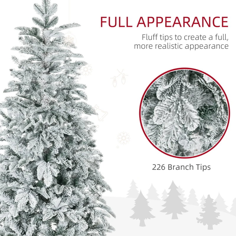 HOMCOM 6' Artificial Flocked Christmas Trees, with Snow Frosted Branches, Auto Open, Steel Base
